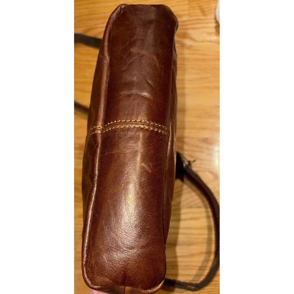 Jack Georges Voyager Brown Hand Stained‎ Buffalo Leather Crossbody Shoulder Bag